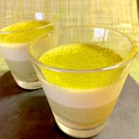 Green tea mousse cake in cups